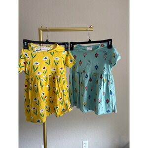 Hanna Andersson Girls Dress Set of 2 Size 8 Floral Multicolored Summer